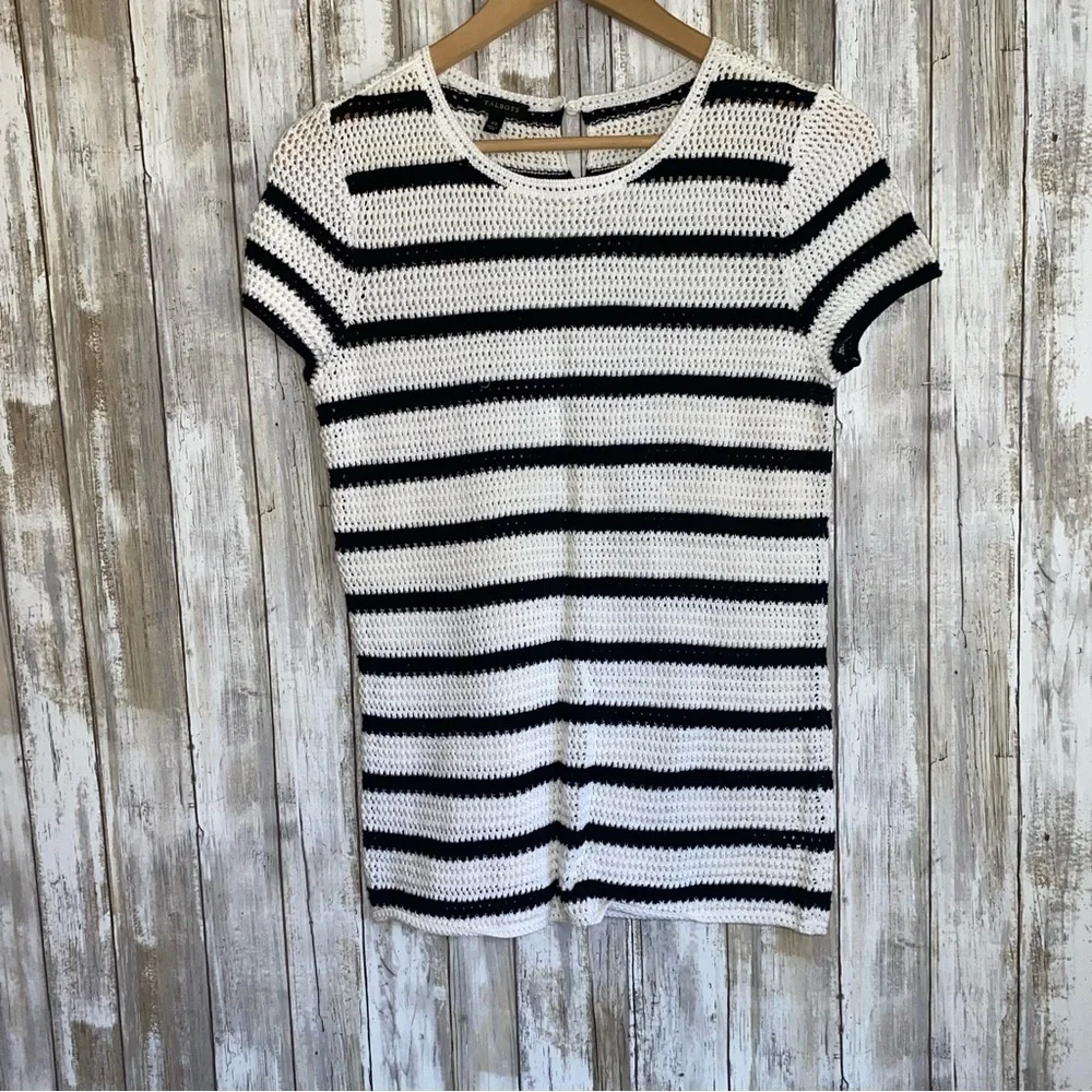 Talbots Crochet Stripe Crewneck Sweater - Picture 2 of 6
